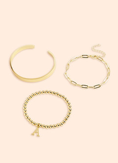 front 3-delige armbandset met letters en lagen