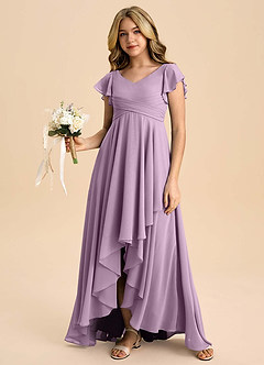 Azazie Caria Junior Wisteria A-Line Pleated Chiffon Dress image6