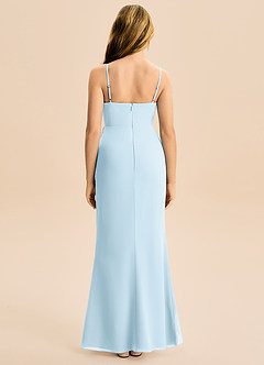 Azazie Buzzy Junior Sky Blue Sheath Pleated Chiffon Dress image5