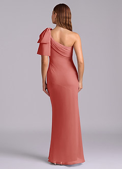 Azazie Yuanna Bridesmaid Dresses Antique Rose Mermaid One Shoulder Chiffon Dress image2
