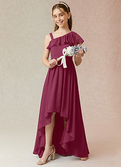 Azazie Mango Junior Mulberry A-Line Ruched Chiffon Dress image2