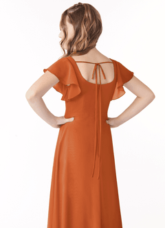 Azazie Bondi Junior Abito A-Line in Chiffon Fiocco Cannella image3