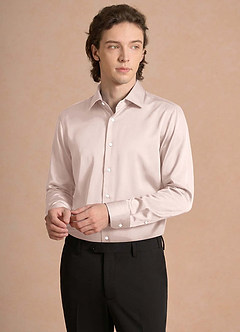 front Julian Blushing Pink Stretch Satin Dress Shirt