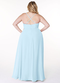 Azazie Naeem Bridesmaid Dresses Sky Blue A-Line V-Neck Ruffle Chiffon Dress image8