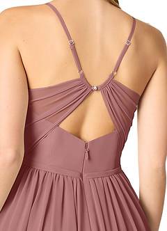 Azazie Cora Bridesmaid Dresses Desert Rose A-Line Pleated Chiffon Dress image3