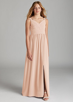 Azazie Chanel Junior Vestido de Rosa Inglesa de Gasa de Corte En A con Escote de Corazón image1