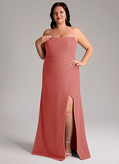 Azazie Leonis 신부 들러리 드레스 쉬스 스트랩리스 쉬폰 바닥 길이 드레스 image12