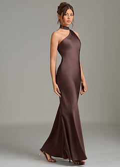 Azazie Jalissa Bridesmaid Dresses Ganache Mermaid One Shoulder Stretch Satin Dress image4