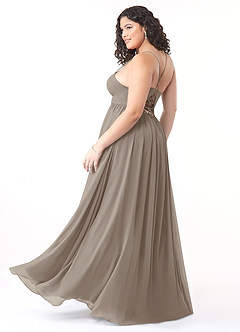 Azazie Aaida Brautjungfernkleider A-Linie Korsett Chiffon Kleid Taupe image10
