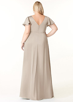 Azazie Soren Bridesmaid Dresses Frost A-Line Pleated Stretch Satin Dress image9