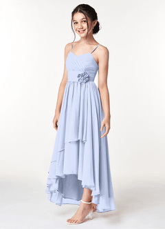 Azazie Catalina Junior Ice A-Line Ruched Chiffon Dress image3
