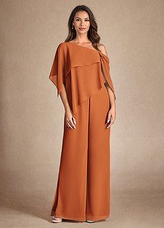 Azazie Halima Mother of the Bride Dresses Cinnamon Jumpsuit/Pantsuit Side Slit Chiffon Dress image7