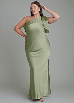 Azazie Yuanna Bridesmaid Dresses Pistachio Mermaid One Shoulder Stretch Satin Dress image11