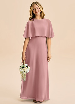 Azazie Maris Junior Abito A-Line in Chiffon Rosa Polverosa image5