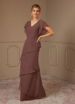 Azazie OHara Abiti per la Madre della Sposa Abito A-Line in Chiffon con Scollo a V Espresso image4