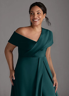 Azazie Milton Mother of the Bride Dresses Pine A-Line Pleated Stretch Satin Dress image13