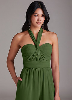 Azazie Lamara Jurken voor bruidsmeisjes Converteerbaar Jumpsuit van Chiffon Off the Shoulder Olijf image9