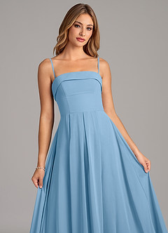 Azazie Lucienne Brautjungfernkleider Wandelbar A-Linie Schulterfrei Chiffon Kleid Stahlblau image7