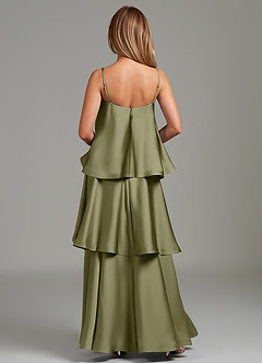 Azazie Azalea Bridesmaid Dresses Pistachio A-Line Ruched Stretch Satin Dress image4