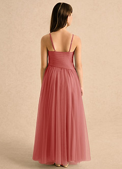 Azazie Poppy Girls Formal Flower Girl Dresses Antique Rose A-Line Pleated Tulle Dress image2