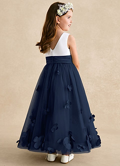 Azazie Vi Flower Girl Dresses Dark Navy A-Line Sleeveless Tulle Dress image4