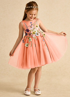 Azazie Prima Flower Girl Dresses Sunset A-Line Bow Tulle Dress image3