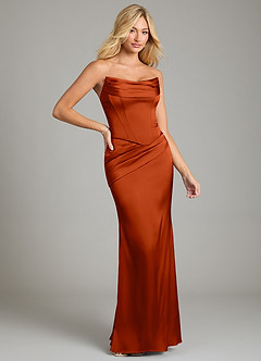 Azazie Sorrel Bridesmaid Dresses Paprika Mermaid Strapless Stretch Satin Convertible Dress image6