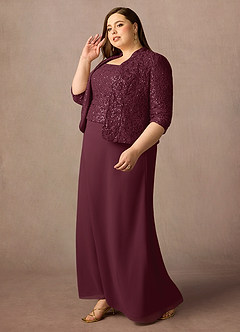 Azazie Cornelia Mother of the Bride Dresses Cabernet Sheath Square Neckline Sequins Chiffon Dress image17