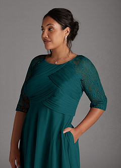 Azazie Gracelyn Mother of the Bride Dresses Peacock A-Line Lace Dress image11
