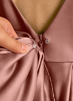 Azazie Cailee Flower Girl Dresses Cedar Rose Ball-Gown Pleated Matte Satin Dress image5