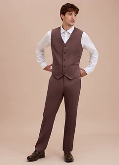 front Ethan Espresso Refined Weave Suit Vest
