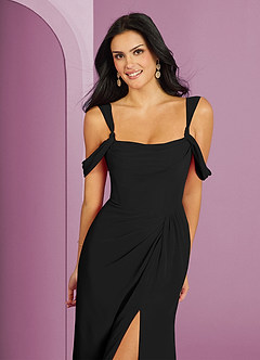 Barbie ♥ Azazie Brautjungfernkleider A-Linie Schulterfrei Chiffon Kleid Schwarz image5