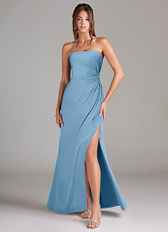 Azazie Aliani Bridesmaid Dresses Steel Blue Sheath Strapless Chiffon Convertible Dress image1