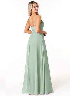 Azazie Moira Brautjungfernkleider A-Linie Schaufel Chiffon Kleid Agave image5