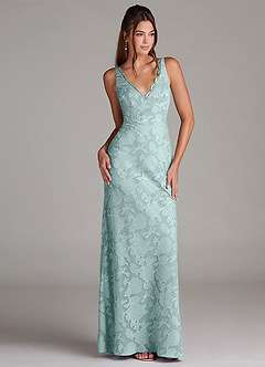 Azazie Tianna Brudtärnklänningar Klä av Tubklänning i Blommig Utbrändhet Spets Dimma image3