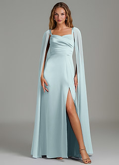 Azazie Niveah Bridesmaid Dresses Sea Glass A-Line Strapless Stretch Satin Convertible Dress image3