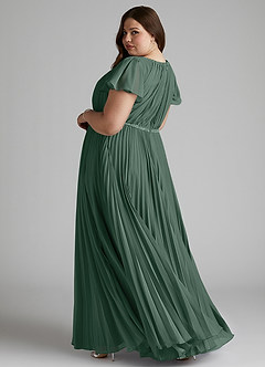 Azazie Kara Bescheiden Bruidsmeisjekleding A-Lijn Geplooid Chiffon Vloerlengte Jurk image11