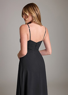 Azazie Terese Bridesmaid Dresses Black A-Line Pleated Chiffon Dress image7