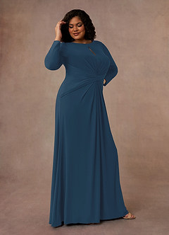 Azazie Natalya Mother of the Bride Dresses Neptune A-Line Pleated Luxe Knit Dress image8