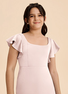 Azazie Demi Junior Vestido de Rosa Rubor de Satén Elástico de Corte Sirena con Lazo image6