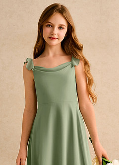 Azazie Puppy Girls Formal Flower Girl Dresses Pistachio A-Line Pleated Chiffon Dress image6
