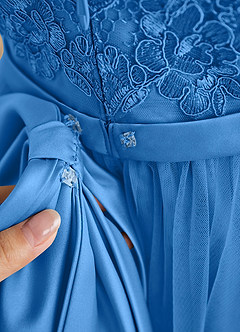 Azazie Cinna Flower Girl Dresses Blue Jay A-Line Lace Tulle Dress image6