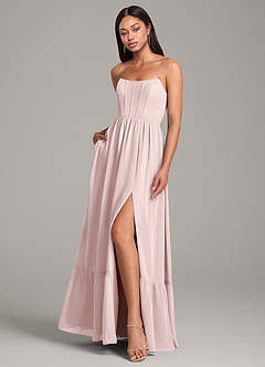 Azazie Kailee Bridesmaid Dresses Blushing Pink A-Line with Pockets Chiffon Dress image4