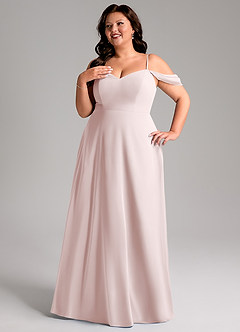 Azazie Marley Bridesmaid Dresses Blushing Pink A-Line Off the Shoulder Chiffon Convertible Dress image14