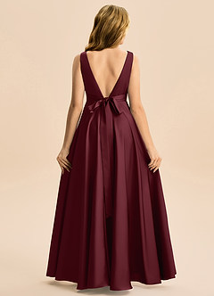 Azazie Gabby Junior Linia A Pofałdowany Satyna elastyczna Długość podłogi Młodsza druhna Sukienka image6