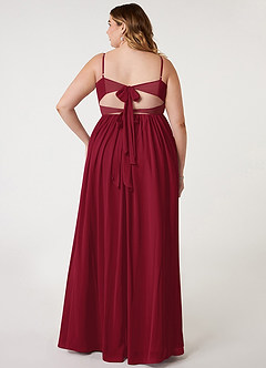 Azazie Zeya Bridesmaid Dresses Burgundy A-Line V-Neck Pleated Chiffon Dress image7