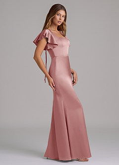 Azazie Elkie Probar vestidos en casa Vestido de Esmeralda de Satén Elástico de Corte Sirena con Escote Cuadrado image3