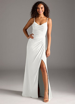 Azazie Deandra Bridesmaid Dresses White Mermaid Pleated Chiffon Dress image1