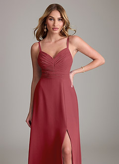 Azazie Terese Vestidos de damas de honor Vestido de Granada de Gasa de Corte en A con Plisado image5