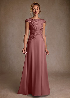 Azazie Christi Abiti per la Madre della Sposa Abito A-Line in Chiffon Pizzo Rosa Del Deserto image1